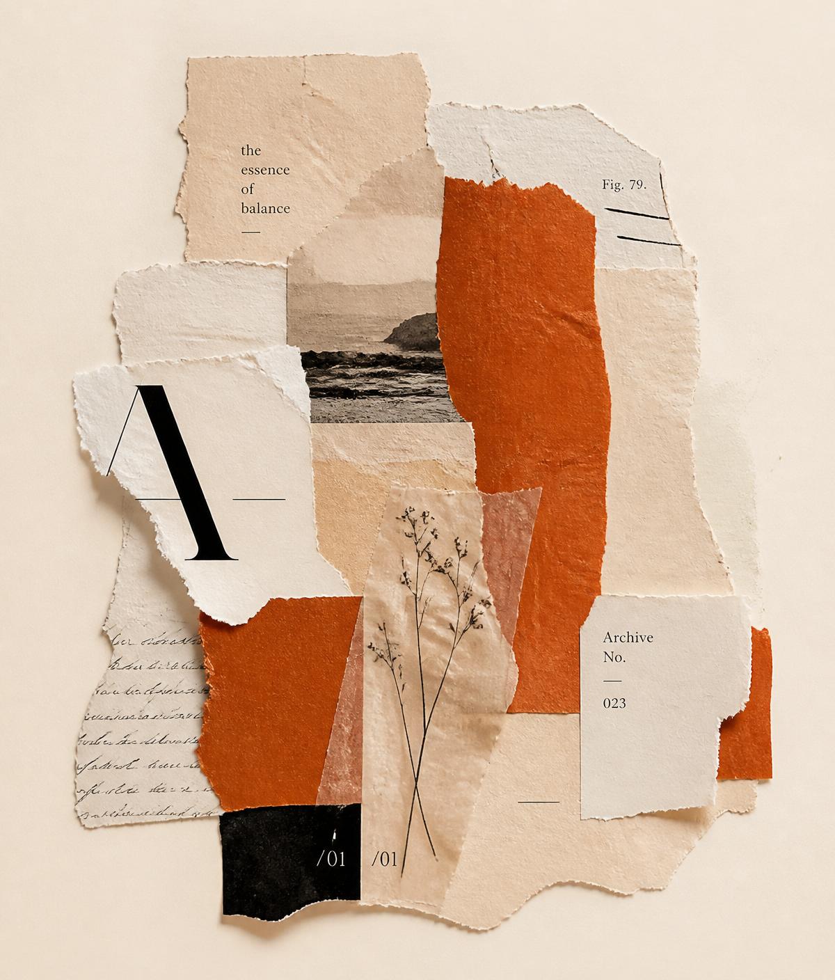 Torn paper collage illustrating ArtX as a creative web design studio